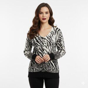 Zebra Print Sweater with Beading